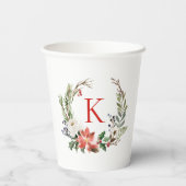クリスマスフラワーズリースカスタムモノグラム 紙コップ (裏面)