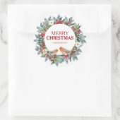 クリスマスフラワーズリースロビンバード ラウンドシール (バッグ)