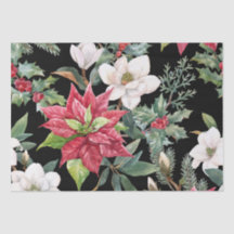 クリスマスフラワーズレッドホワイトポインセティアスブラック