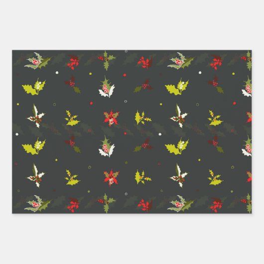 クリスマスフラワードールの継ぎ目のない模様ベクター ラッピングペーパーシート (正面3)