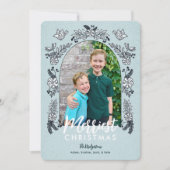 クリスマスフラワーフォトアーチかわいい シーズンカード (正面)