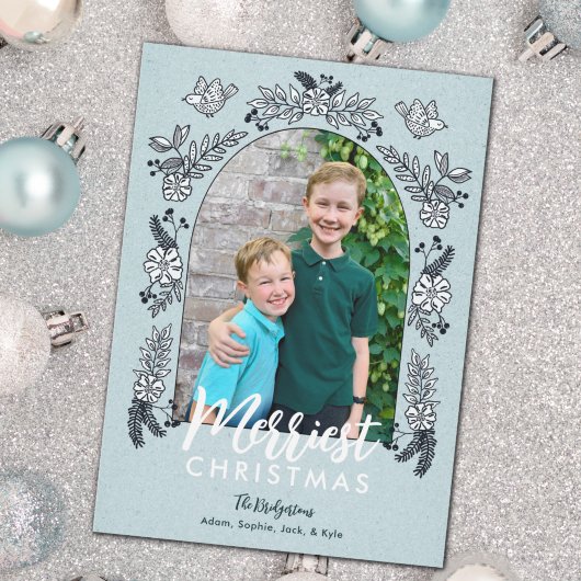 クリスマスフラワーフォトアーチかわいい シーズンカード