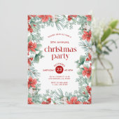 クリスマスフラワーフレームパーティの招待状 招待状 (スタンド正面)