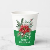 クリスマスフラワーブーケメリークリスマス文字2 紙コップ (正面)