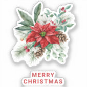 クリスマスフラワーブーケ赤と白 シール (正面)