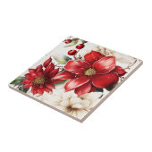 クリスマスフラワーポインセチア赤緑パターン タイル (側面)