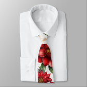 クリスマスフラワーポインセチア赤緑パターン ネクタイ (タイ)