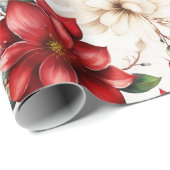 クリスマスフラワーポインセチア赤緑パターン ラッピングペーパー (ロールコーナー)