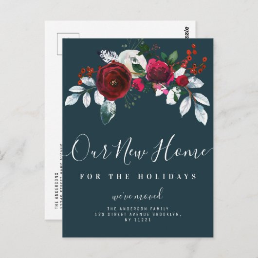 クリスマスフラワームービングアナウンスポストカード ポストカード (正面/裏面)