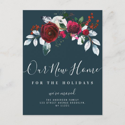 クリスマスフラワームービングアナウンスポストカード ポストカード (正面)