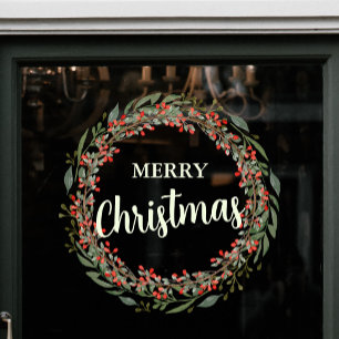 クリスマスフラワーリースメリークリスマス ウィンドウサイン