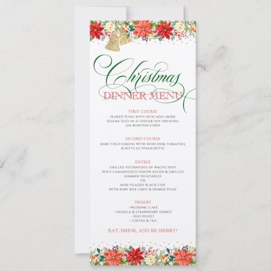 クリスマスフラワー縁どタイポグラフィ 招待状 (正面)