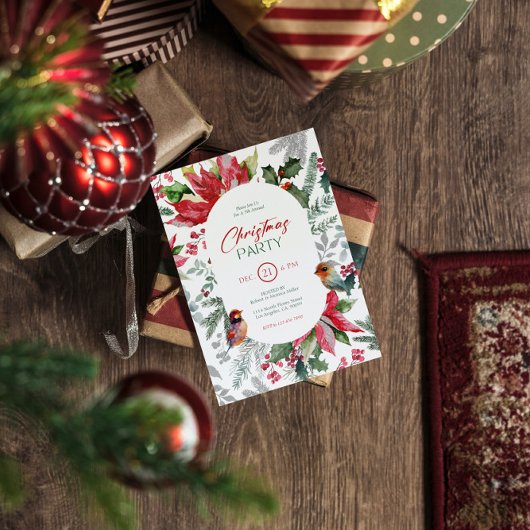 クリスマスフラワー離れとクリスマスウォーター色 招待状