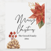 クリスマスフラワー食品および飲料ラベルセット ワインラベル (シングルラベル)