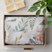 クリスマスフラワー&ホワイトローズのパターン 薄葉紙 (ギフト)