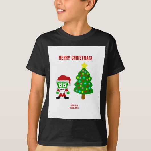 クリスマスフランケンチーズボーイズブラックベーシックTシャツ Tシャツ (正面)