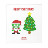 クリスマスフランケンチーズメモ帳(14 cm x 15.2 cm) ノートパッド (正面)