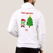 クリスマスフランケンチーズメンズフルジップフード付きスウェットシャツ パーカ (裏面)