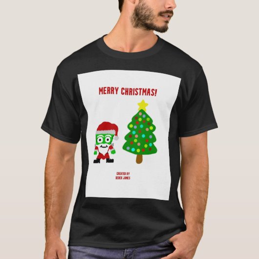 クリスマスフランケンチーズメンズブラックベーシックTシャツ Tシャツ (正面)