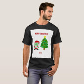 クリスマスフランケンチーズメンズブラックベーシックTシャツ Tシャツ (正面フル)