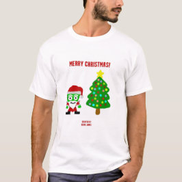 クリスマスフランケンチーズメンズホワイトベーシックTシャツ Tシャツ