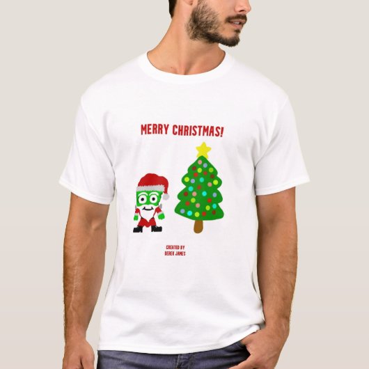 クリスマスフランケンチーズメンズホワイトベーシックTシャツ Tシャツ (正面)