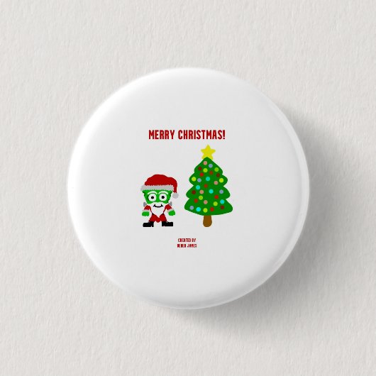 クリスマスフランケンチーズラウンドボタン 缶バッジ (正面)