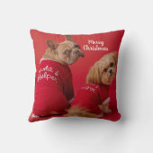 クリスマスフランスのかわいいブルドッグとシーズー(犬)Tzu クッション (裏面)