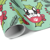 クリスマスフランスのにブルドッグ ラッピングペーパー (ロールコーナー)