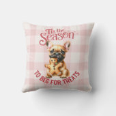 クリスマスフランスののお祝いを求めるブルドッグ クッション (裏面)