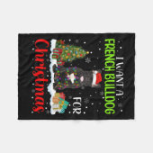 クリスマスフランスののクリスマス費にブルドッグがクール欲しい フリースブランケット (正面(横))