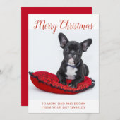 クリスマスフランスのの祝杯を家族に送る シーズンカード (正面/裏面)