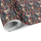 クリスマスフランスのギフト暖炉を持つブルドッグ ラッピングペーパー (ロールコーナー)