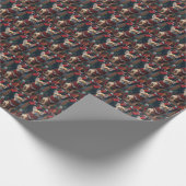 クリスマスフランスのギフト暖炉を持つブルドッグ ラッピングペーパー (角)