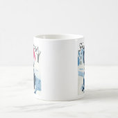 クリスマスフランスのサンタ帽をかぶった可愛いブルドッグ コーヒーマグカップ (中央)