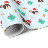 クリスマスフランスのサンタ・ブルドッグ・ジンジャーブレッドCookie ラッピングペーパー (ロールコーナー)