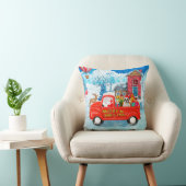 クリスマスフランスのデリバリートラック雪のブルドッグ クッション (椅子)