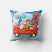 クリスマスフランスのデリバリートラック雪のブルドッグ クッション (裏面)