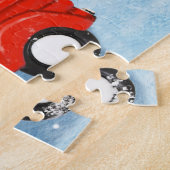 クリスマスフランスのデリバリートラック雪のブルドッグ ジグソーパズル (側面)