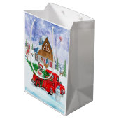 クリスマスフランスのデリバリートラック雪のブルドッグ ミディアムペーパーバッグ (裏面アングル)
