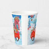 クリスマスフランスのデリバリートラック雪のブルドッグ 紙コップ (右)
