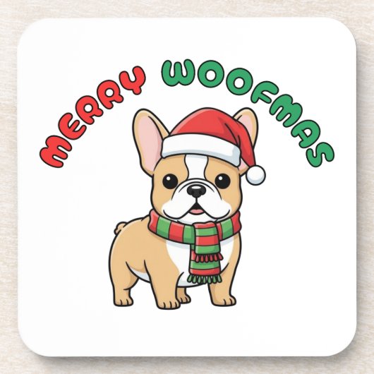 クリスマスフランスのブルドッグコースターメリー: Woofmas コースター (正面)