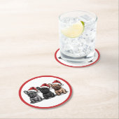 クリスマスフランスのブルドッグサンタドッグ ラウンドペーパーコースター (インサイチュ)