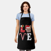 クリスマスフランスのブルドッグサンタブルドッグ愛好家 エプロン (着用した状態)