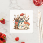 クリスマスフランスのブルドッグトナカイ犬 スタンダードカクテルナプキン (インサイチュ)