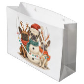 クリスマスフランスのブルドッグトナカイ犬 ラージペーパーバッグ (裏面アングル)