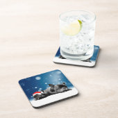 クリスマスフランスのブルドッグパピーススノーサンタハット コースター (右側)