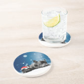 クリスマスフランスのブルドッグパピーススノーサンタハット コースター (側面)