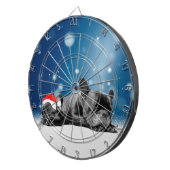 クリスマスフランスのブルドッグパピーススノーサンタハット ダーツボード (正面右)