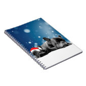 クリスマスフランスのブルドッグパピーススノーサンタハット ノートブック (右側)